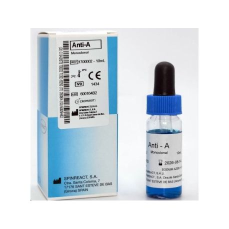 1700002 ANTI A MONOCLONAL. 1X10 ML. SPINREACT - Imagen 1