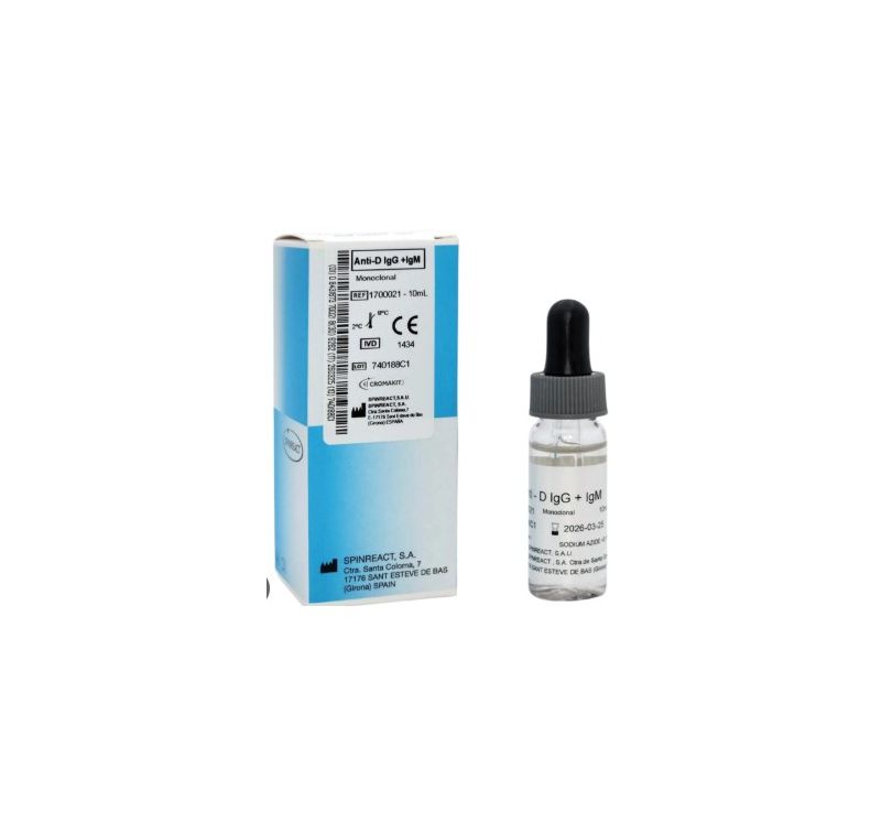 1700021 ANTI D IGG + IGM (RH0) MONOCLONAL. 1X10 ML SPINREACT - Imagen 1