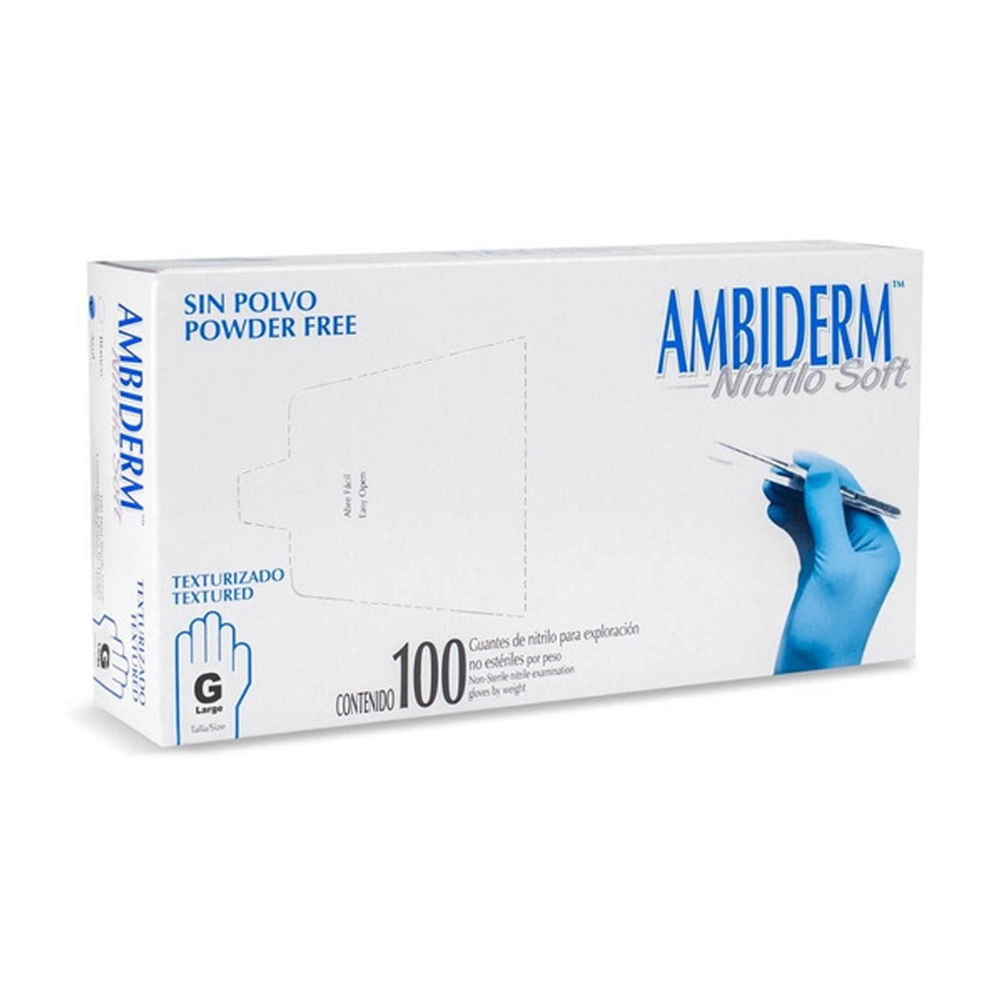 7502224240239 GUANTES NITRILO AZUL TALLA L. 100 UNDS AMBIDERM - Imagen 1