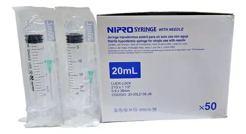 JD-20L-SB JERINGA SIN AGUJA 20CC . 50 UNIDADES NIPRO - Imagen 1