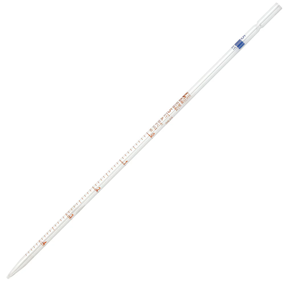8500005 PIPETA SEROLOGICA VIDRIO 5ML. CLASE A GRADUADA 0.1 AZUL.GLOBE - Imagen 1